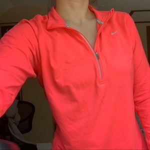 NIKE DRI-FIT Neon Pink Long Sleeve Quarter Zip